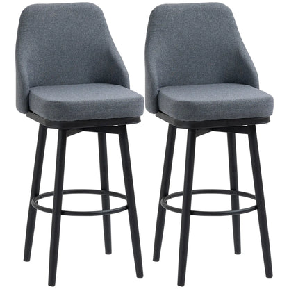 Extra Tall Bar Stools Set of 2, 360° Swivel, Steel Legs, Charcoal Grey Bar Stools at Gallery Canada