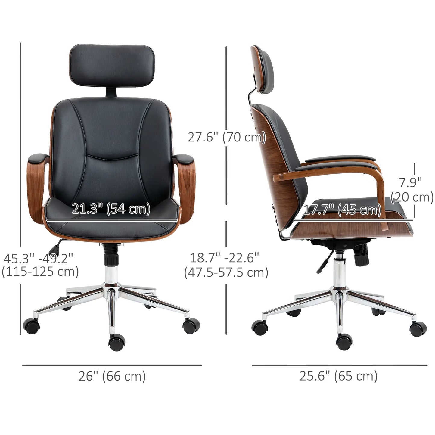 Office Chair, PU Leather Desk Chair, Adjustable Height, Tilt, Wheels, Black Office Chairs at Gallery Canada