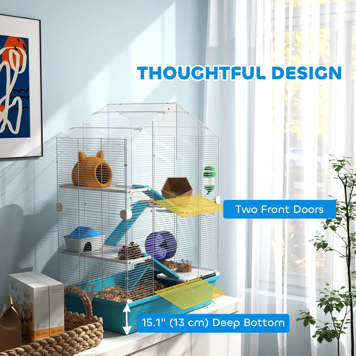 Large 5-Tier Hamster Cage, Small Animal House, Light Blue Hamster Cages at Gallery Canada