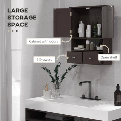 Medicine Cabinet, Bathroom Wall Cabinet with Shelf, Drawers, Brown Wall Mounted Cabinets at Gallery Canada
