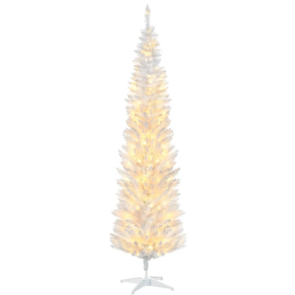 7' Pre Lit Artificial Pencil Christmas Tree, Warm White LED Lights, White Pencil Christmas Trees White Tree, Warm White LEDs at Gallery Canada