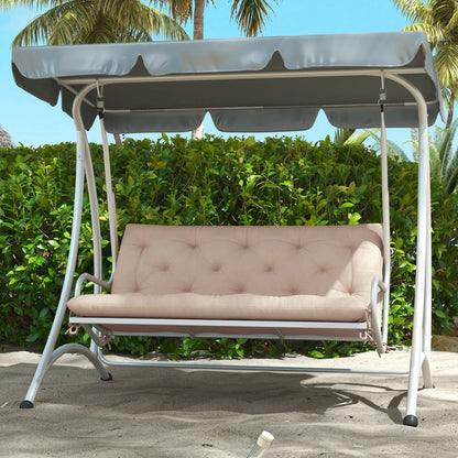 2 Seater Garden Bench Cushion, Thick Outdoor Non-Slip Pad, 47" x 43" x 5", Khaki Patio Chair Cushions at Gallery Canada