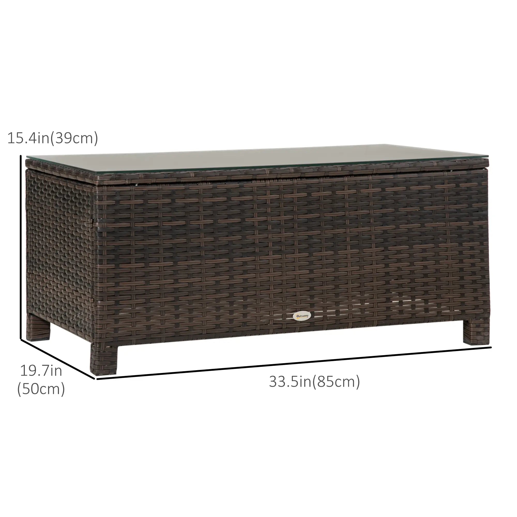 Rattan Wicker Coffee Table, Glass Top, Outdoor Garden Patio Furniture, Brown Coffee Tables at Gallery Canada