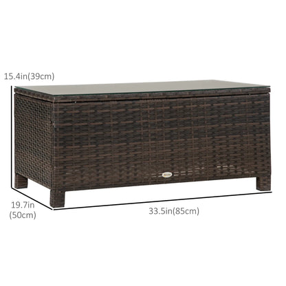 Rattan Wicker Coffee Table, Glass Top, Outdoor Garden Patio Furniture, Brown Coffee Tables at Gallery Canada