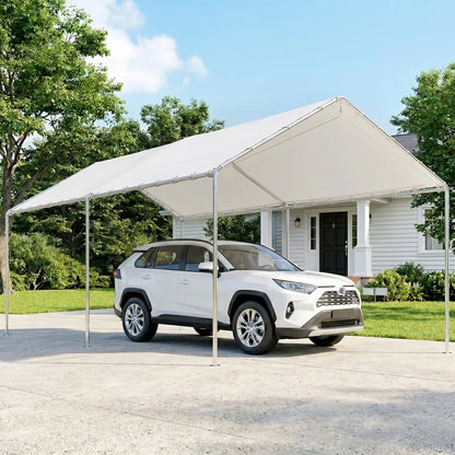 10' x 20' Heavy Duty Galvanized Carport Canopy, Anchor Kit, White Car Shelters at Gallery Canada