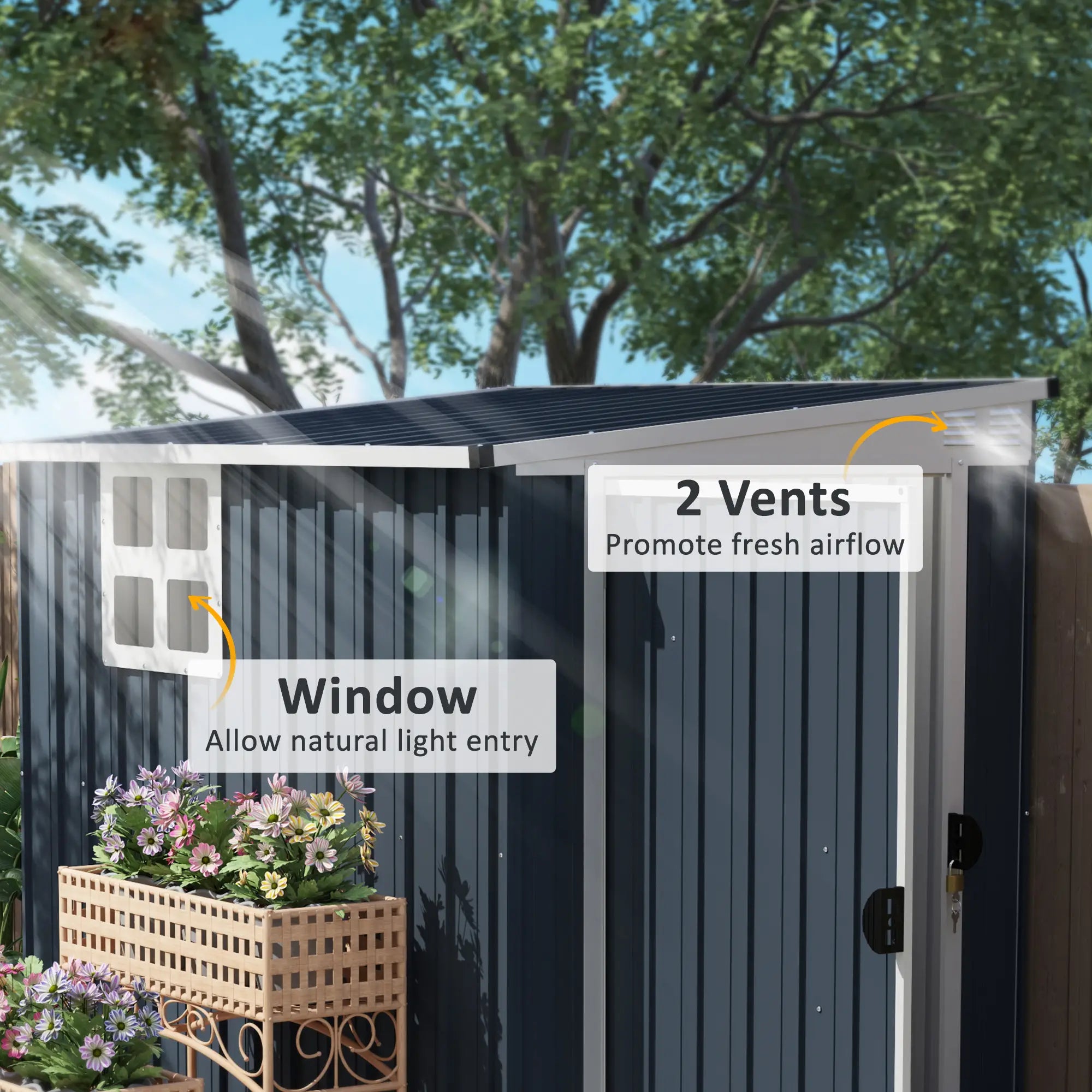 4' x 6' Outdoor Storage Shed, Metal Garden Shed with Window Sheds at Gallery Canada