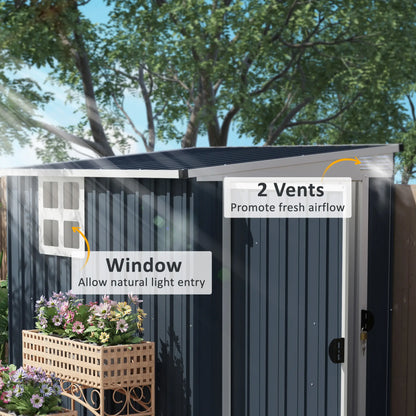 4' x 6' Outdoor Storage Shed, Metal Garden Shed with Window Sheds at Gallery Canada