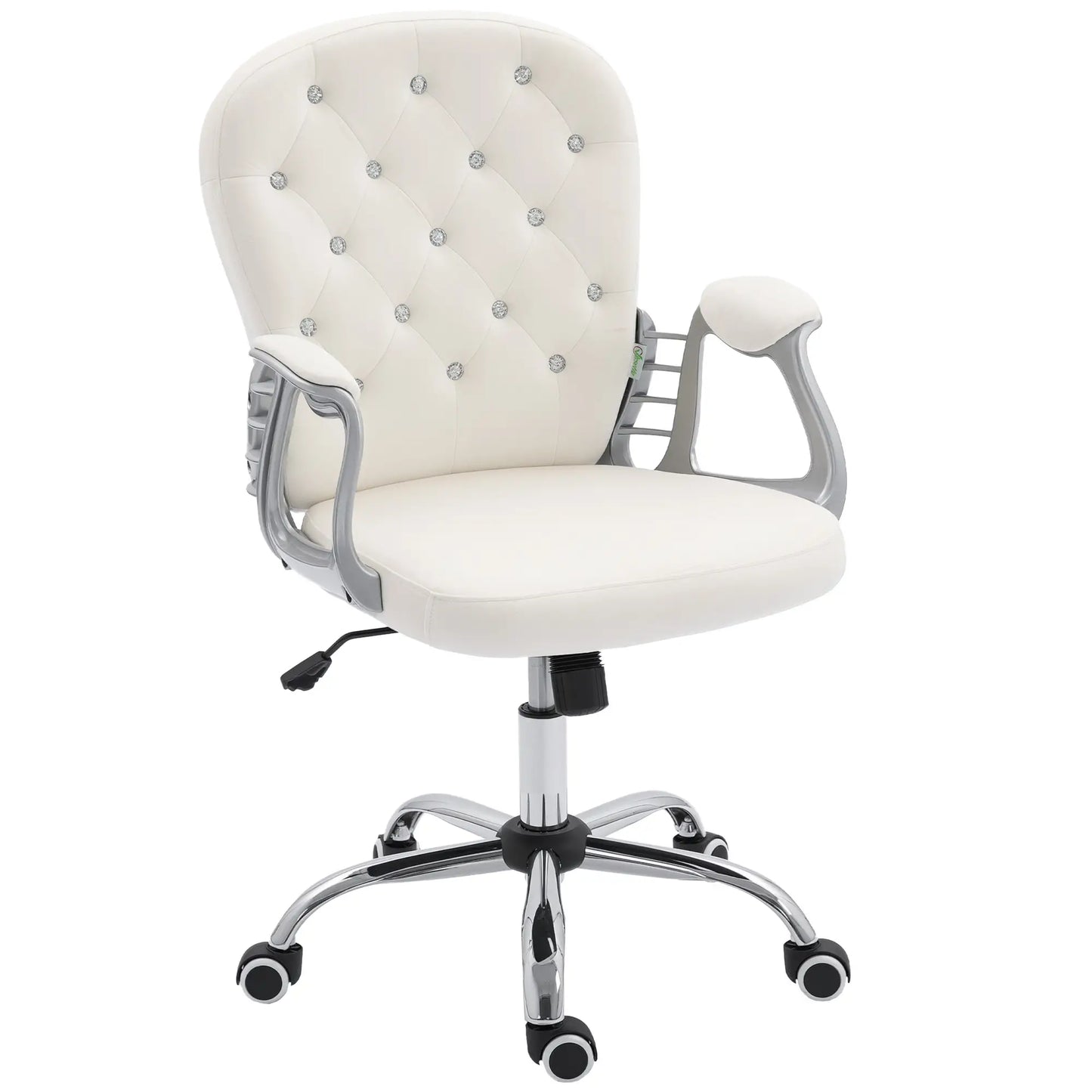 Office Chair, Adjustable Height, Tufted Back, Cream White Task Chairs Cream at Gallery Canada