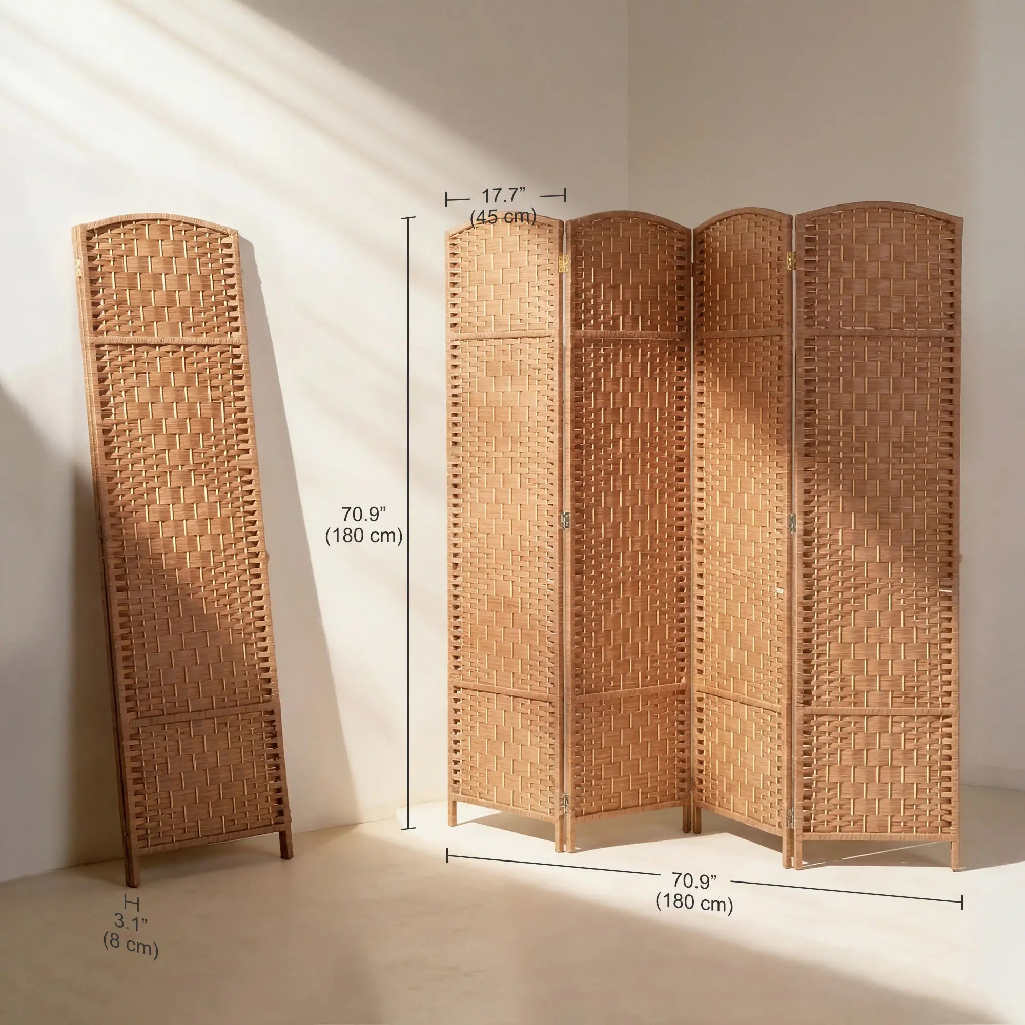 6ft Folding Room Divider, 4 Panel Wooden Frame, Natural Room Dividers at Gallery Canada