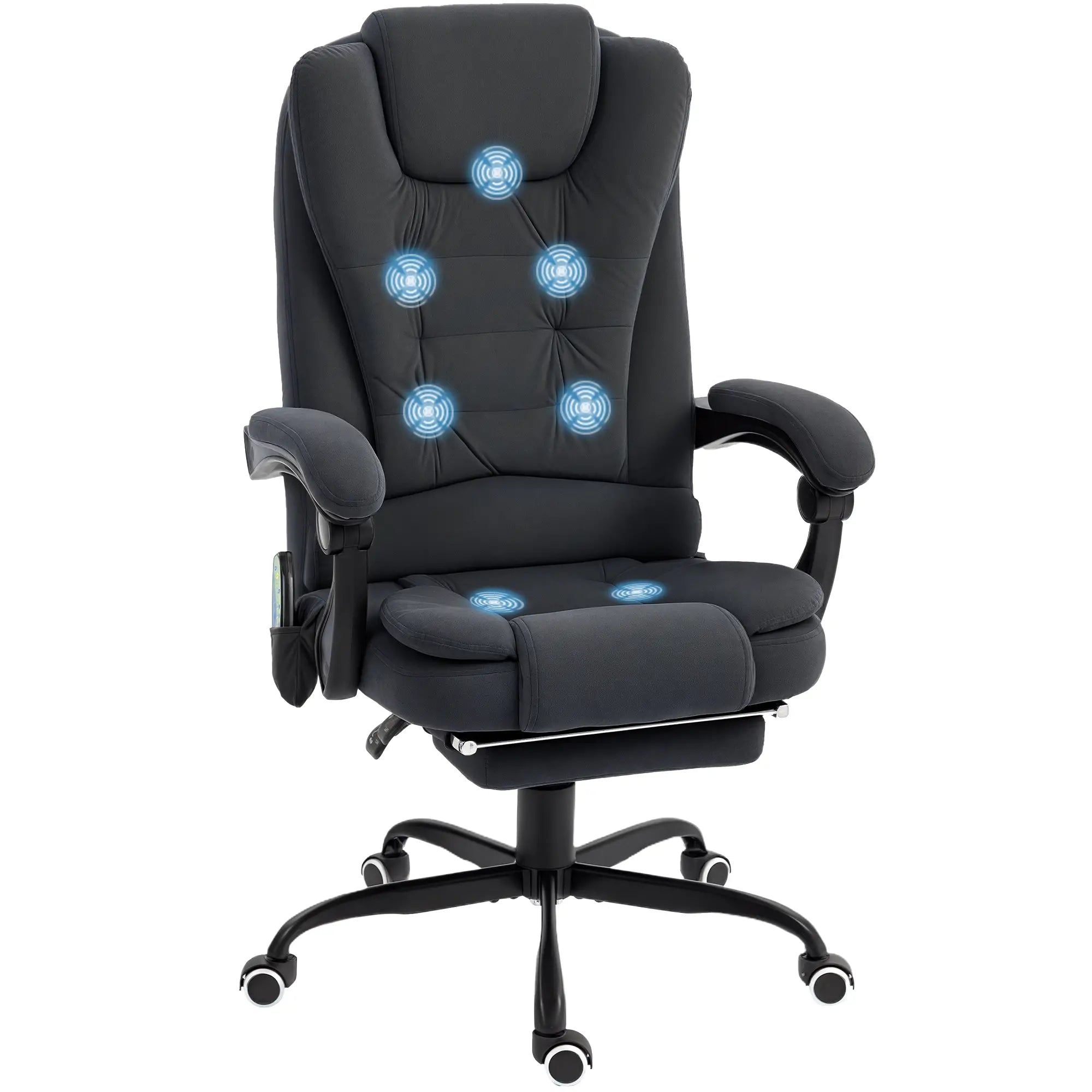 7-Point Vibrating Massage Chair with Footrest, Reclining Back, Black Massage Chairs at Gallery Canada