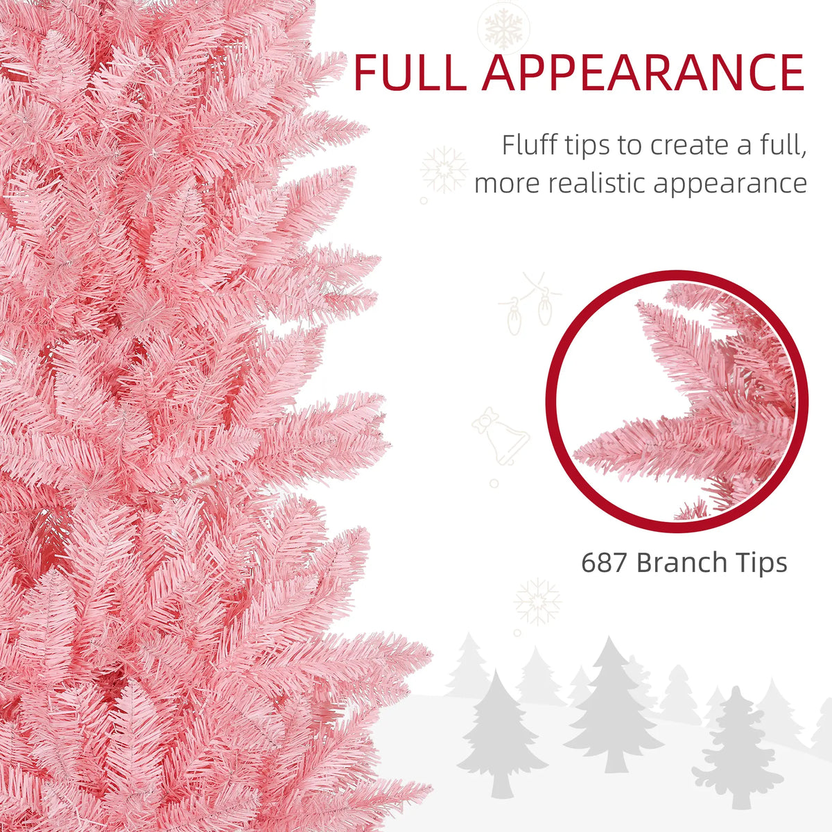 7ft Pencil Artificial Christmas Tree, 687 Branch Tips, Steel Base, Pink Pencil Christmas Trees at Gallery Canada