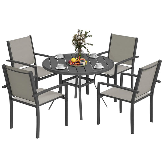 5-Piece Outdoor Dining Set, Round Table, 4 Chairs Outdoor Dining Sets Dark Grey at Gallery Canada