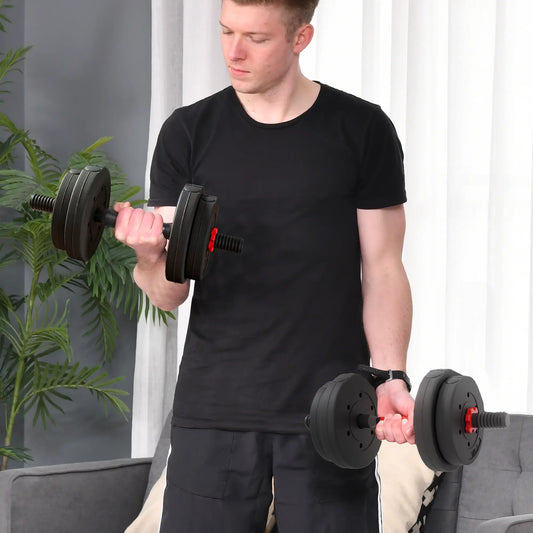 33lbs Adjustable Dumbbell Set, Hand Weights for Fitness, Black and Red Dumbbells & Barbells Red and Black at Gallery Canada