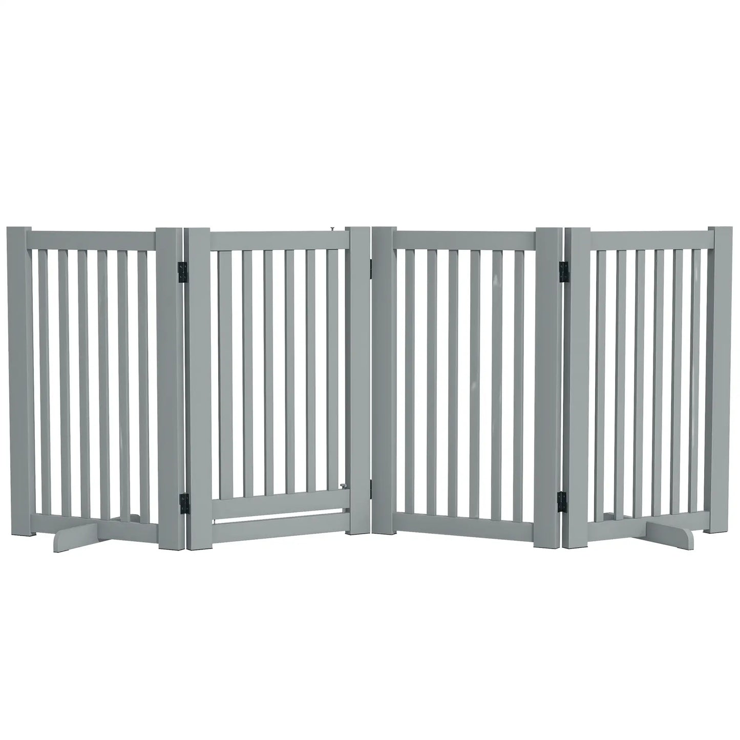 4 Panel Wooden Pet Gate, Free Standing, Open Door, Light Grey Houses, Kennels & Pens at Gallery Canada