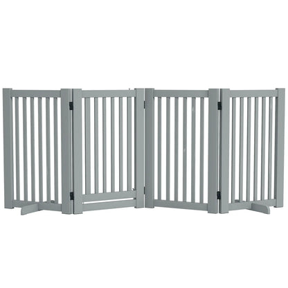 4 Panel Wooden Pet Gate, Free Standing, Open Door, Light Grey Houses, Kennels & Pens at Gallery Canada