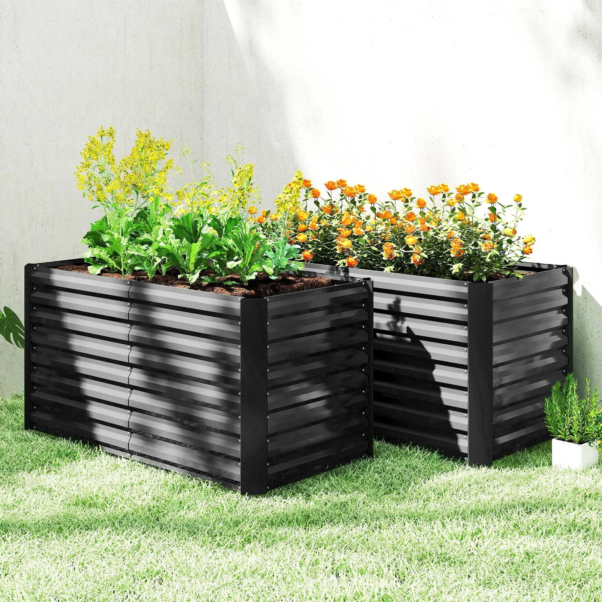 Galvanized Metal Planters, 4' x 2' x 2' Raised Garden Bed, Black Galvanized Planter Boxes at Gallery Canada