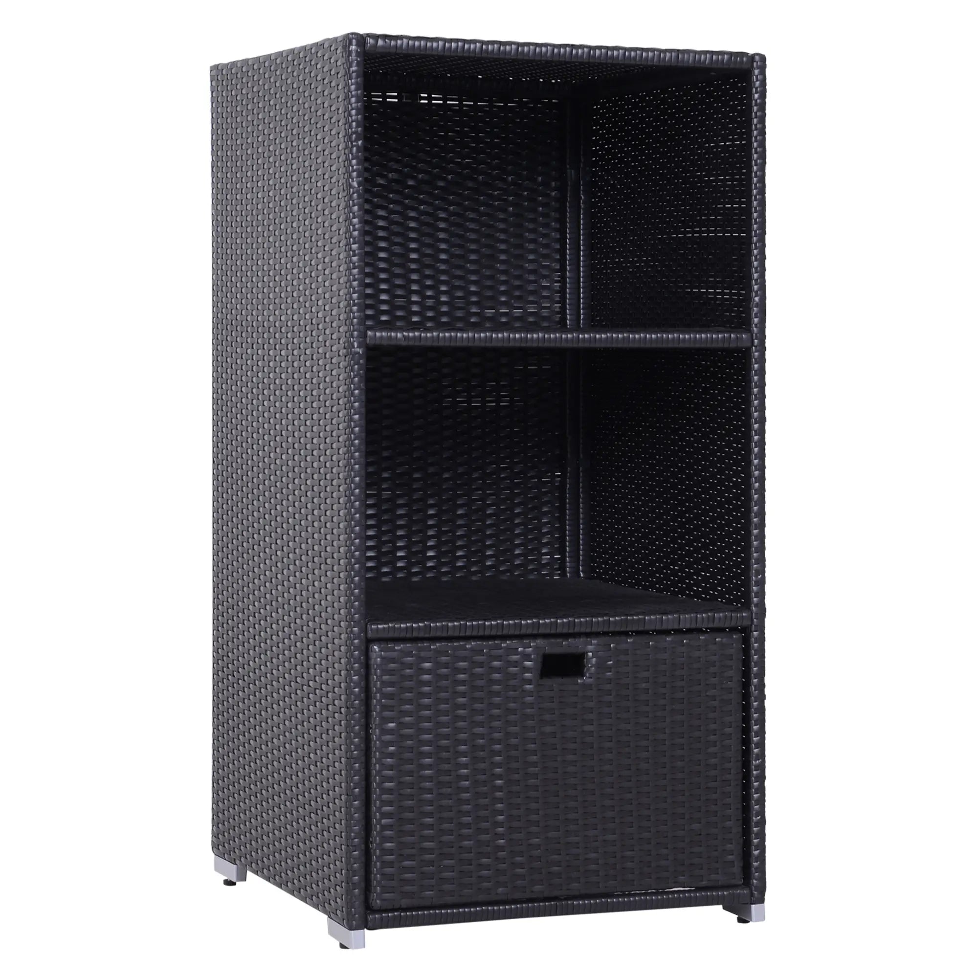 Outdoor Storage Cabinet Rattan Wicker Patio Box, Dark Brown Patio Storage Boxes Dark Brown, Balck at Gallery Canada