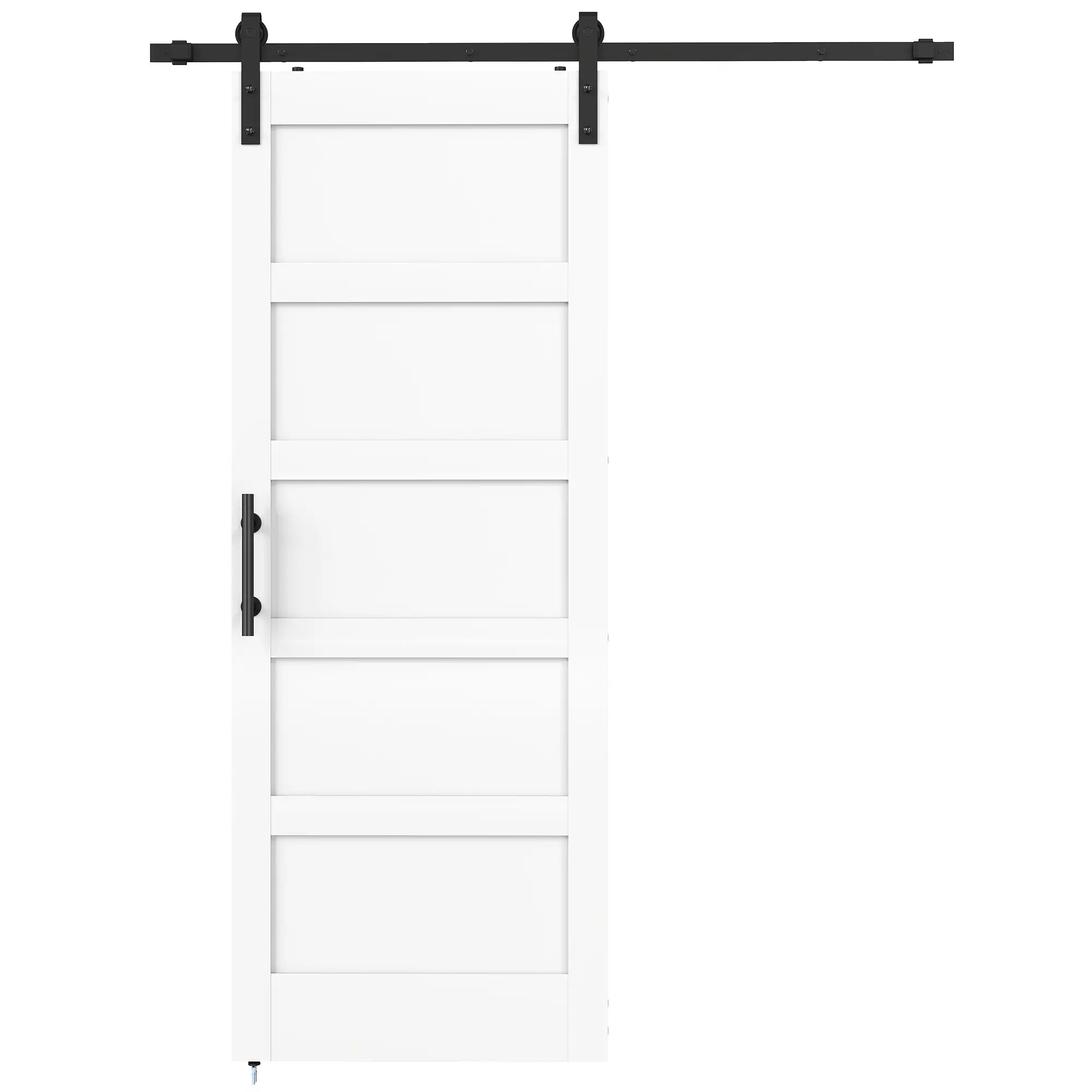 32x84 Sliding Barn Door with Hardware Kit, Shaker Style, White Wood Grain, White Door Hardware White Wood Grain at Gallery Canada