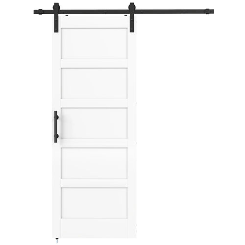 32x84 Sliding Barn Door with Hardware Kit, Shaker Style, White Wood Grain, White