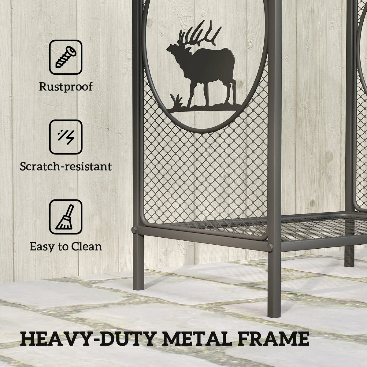 Firewood Rack Outdoor, 19" Heavy Duty Metal Log Holder with Mesh Sides Firewood Racks at Gallery Canada