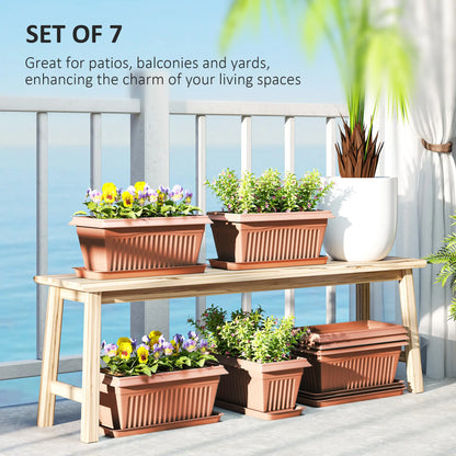 7 Pack 15.7" Plastic Flower Planters, Drainage Holes, Trays, Brown Garden Accessories at Gallery Canada