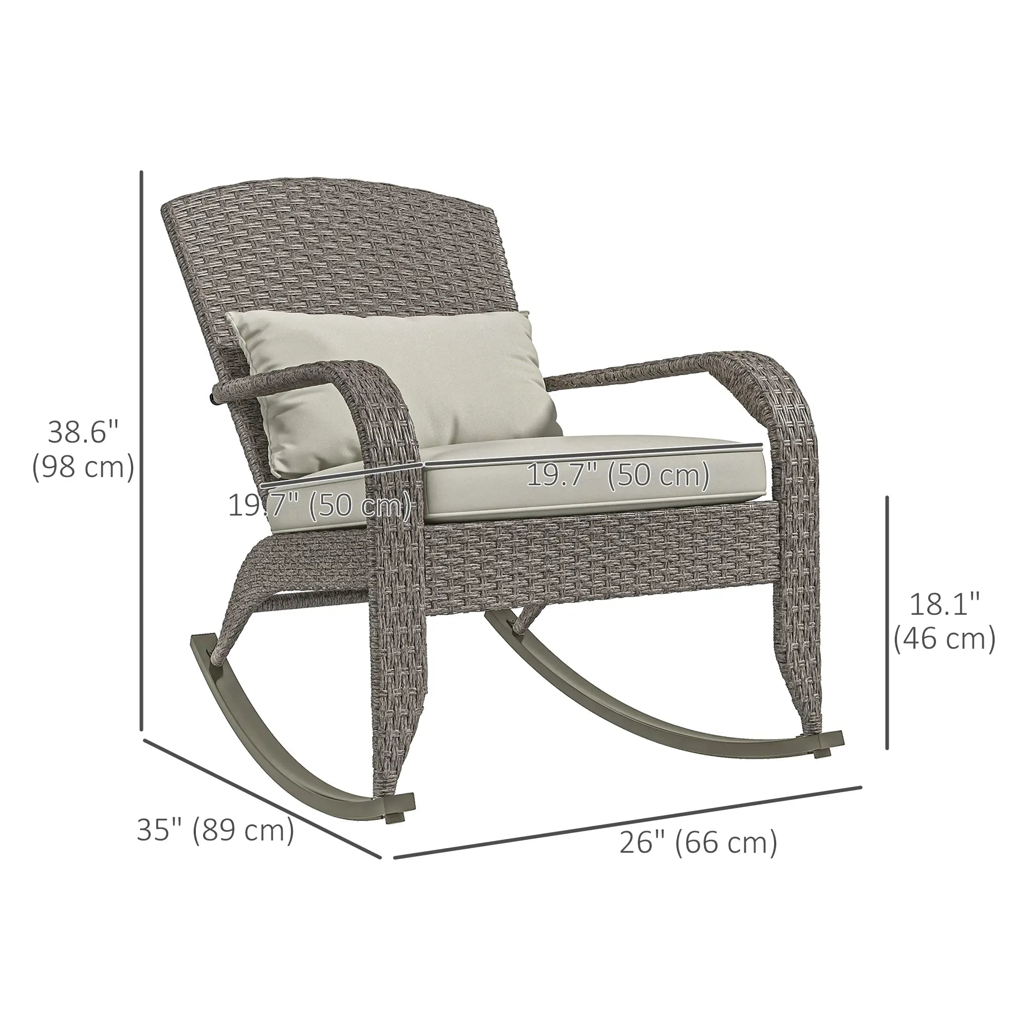 Outdoor Wicker Rocking Chair, High Back, Cream White, Cream White Patio Chairs at Gallery Canada