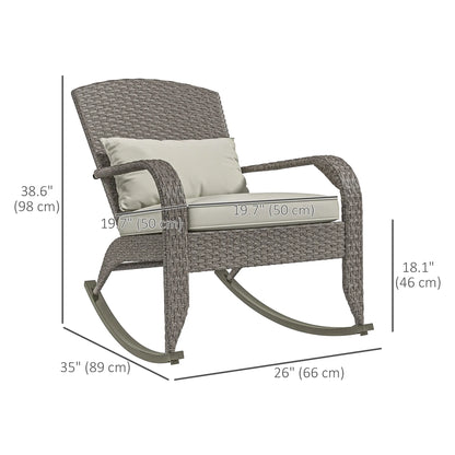 Outdoor Wicker Rocking Chair, High Back, Cream White, Cream White Patio Chairs at Gallery Canada