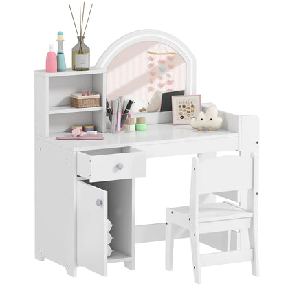 Kids Vanity Set, Toddler Dressing Table and Chair, White Toy Vanity at Gallery Canada