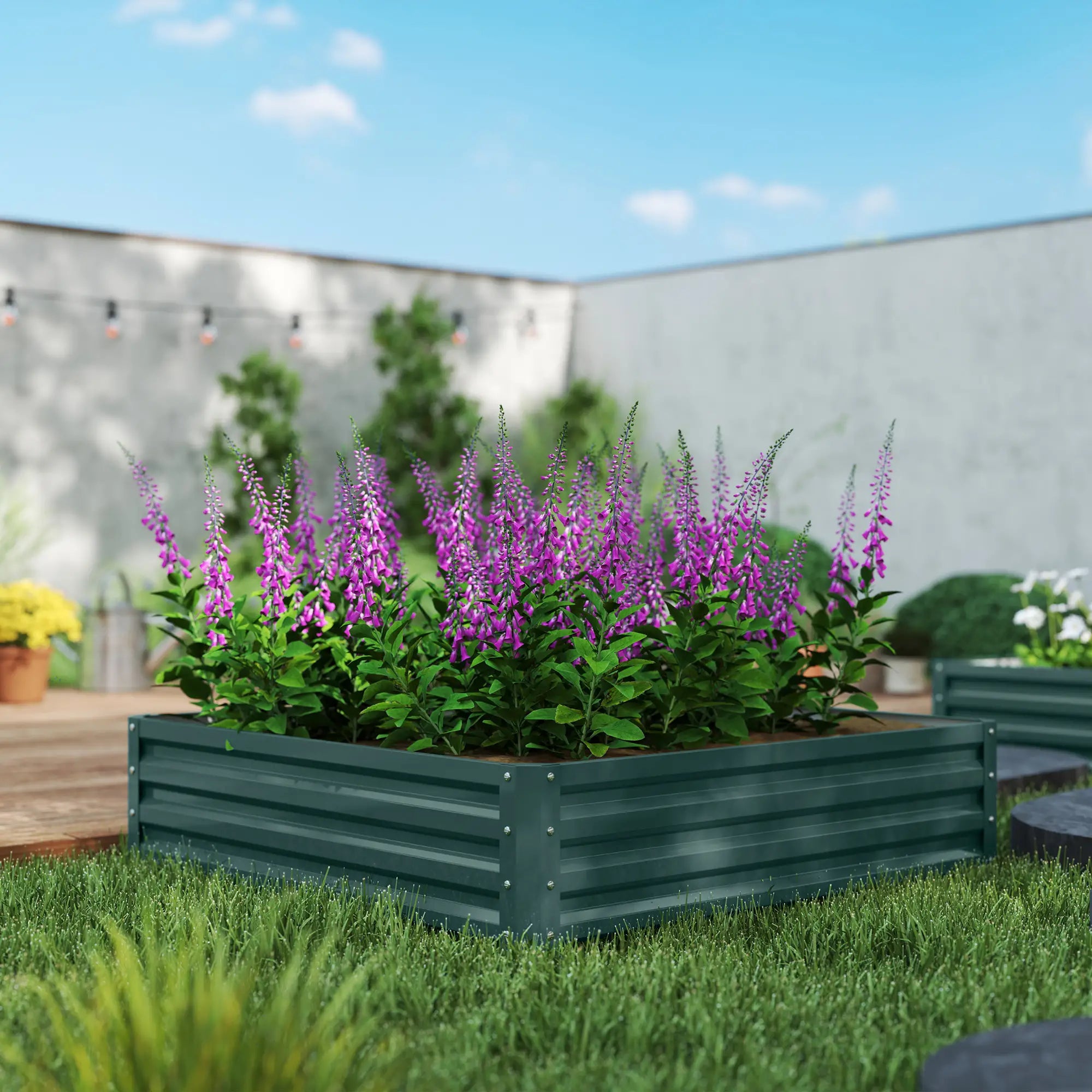 4' x 4' x 1' Galvanized Steel Raised Garden Bed, Vegetables, Flowers, Herbs Galvanized Planter Boxes at Gallery Canada