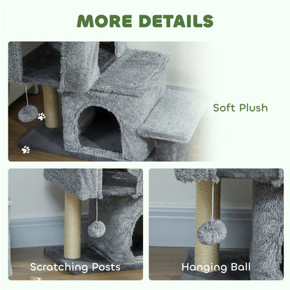 4-Step Pet Stairs, Adjustable Height, Scratching Posts, Hanging Ball, Grey Dog Stairs at Gallery Canada