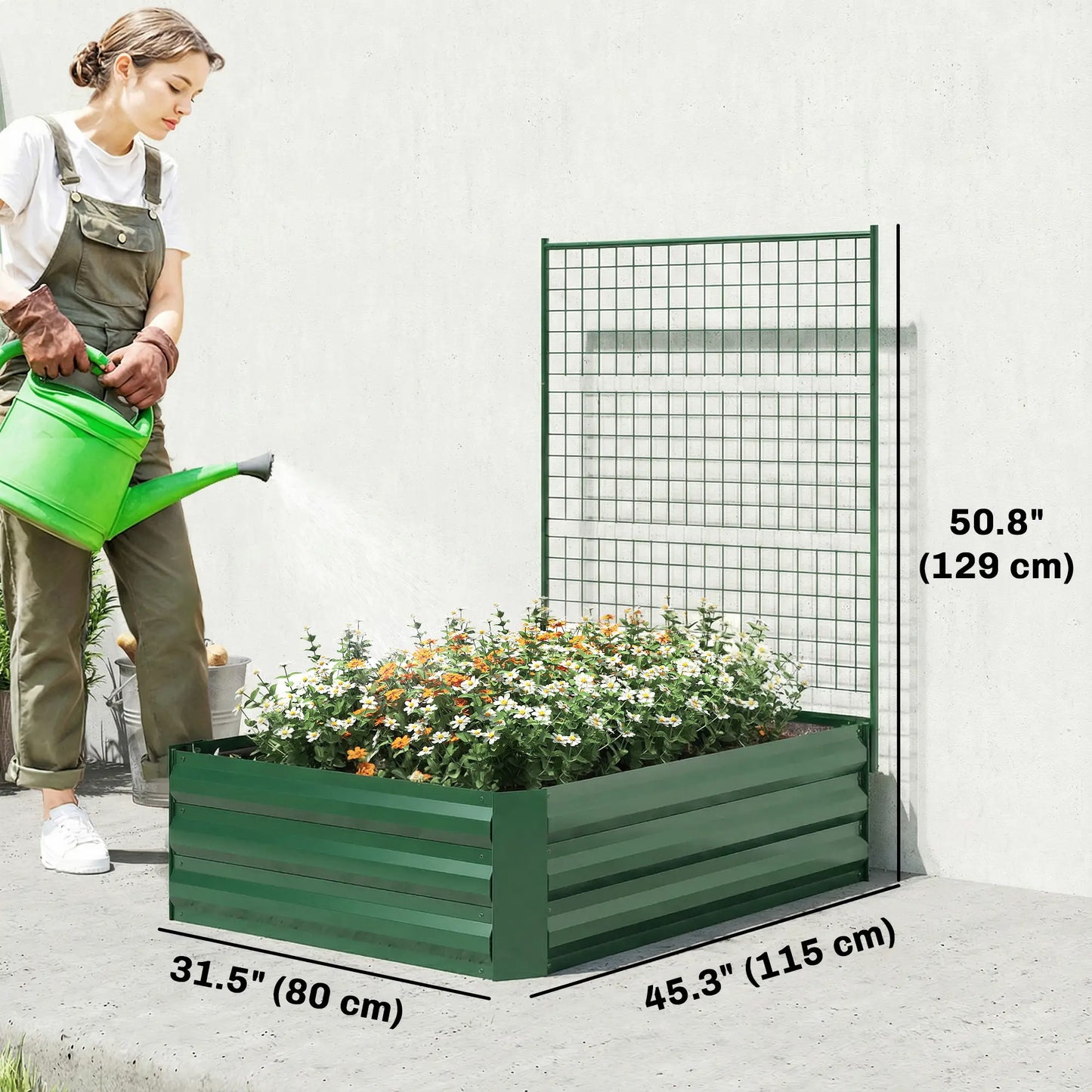 Galvanized Raised Garden Bed With Trellis, Outdoor Planter Box, Green Galvanized Planter Boxes at Gallery Canada