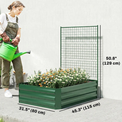 Galvanized Raised Garden Bed With Trellis, Outdoor Planter Box, Green Galvanized Planter Boxes at Gallery Canada