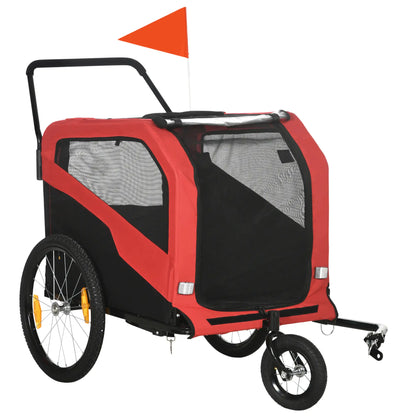2-in-1 Dog Bike Trailer, Large, Red Dog Bike Trailers & Strollers Red at Gallery Canada