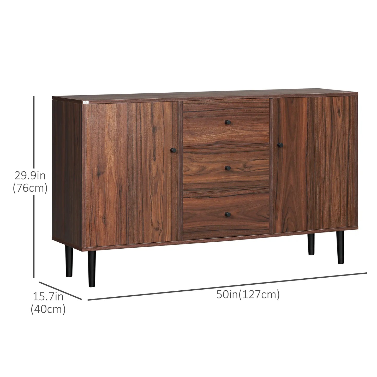 Kitchen Storage Sideboard, 2 Doors, 3 Drawers, Adjustable Shelves, Brown Bar Cabinets at Gallery Canada
