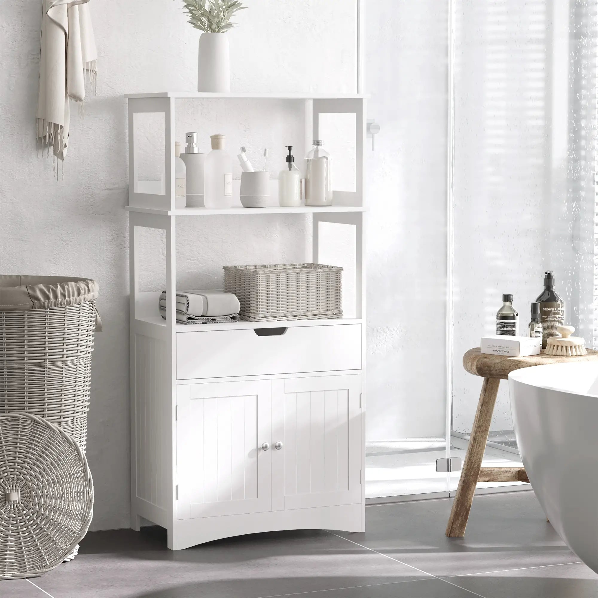 Bathroom Floor Cabinet, Kitchen Cupboard with Shelves, Drawer, White Bathroom Cabinets at Gallery Canada
