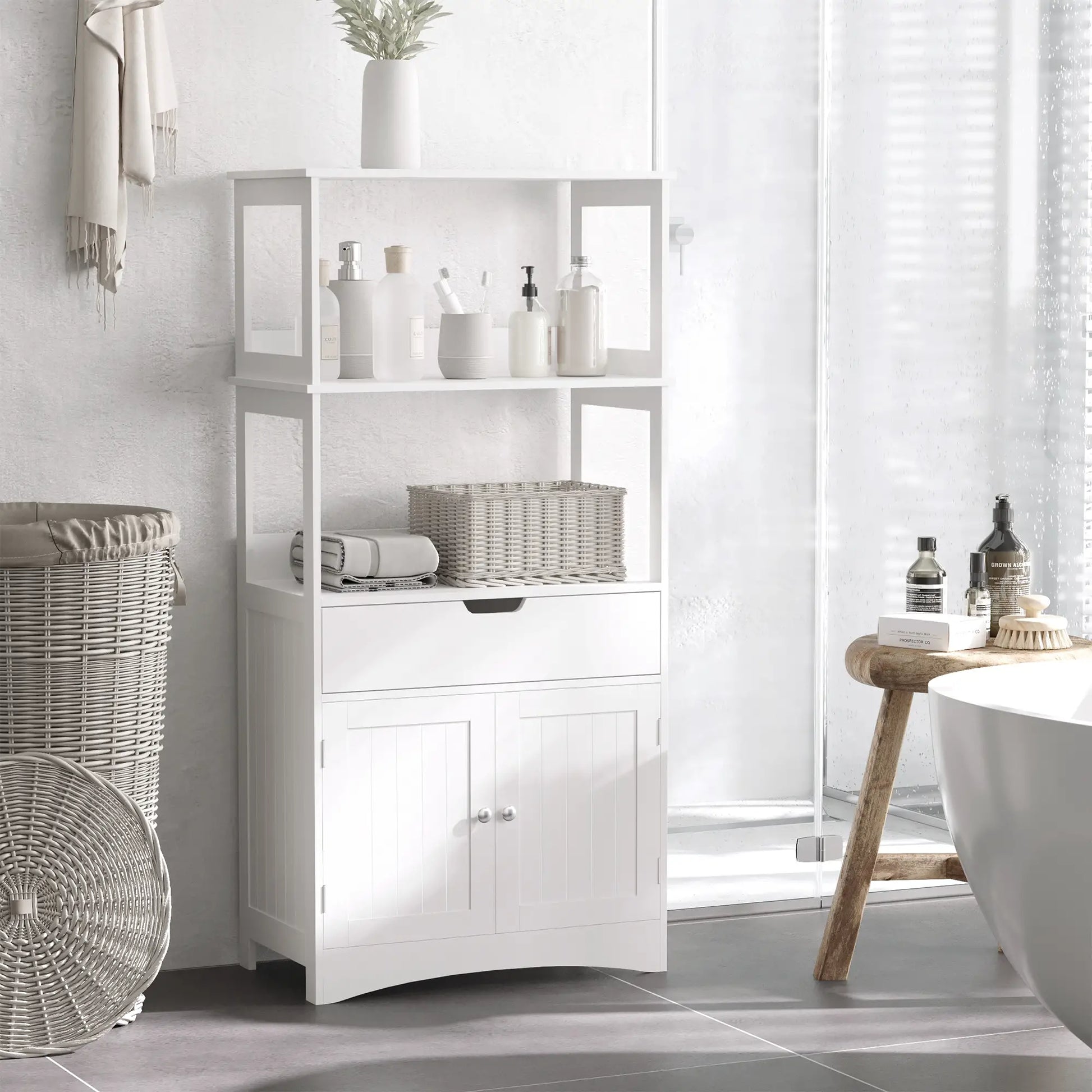 Bathroom Floor Cabinet, Kitchen Cupboard with Shelves, Drawer, White Bathroom Cabinets at Gallery Canada