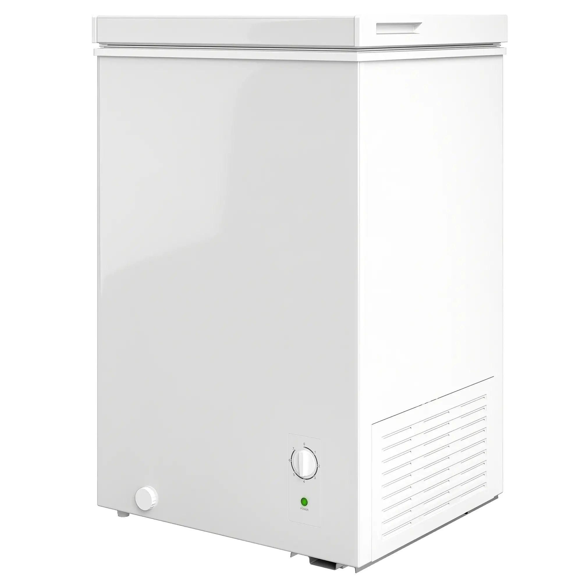 3.5 Cu.Ft Chest Freezer, Adjustable Thermostat, Wire Basket, White Small Kitchen Appliances White at Gallery Canada