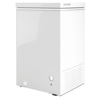 3.5 Cu.Ft Chest Freezer, Adjustable Thermostat, Wire Basket, White Small Kitchen Appliances White at Gallery Canada