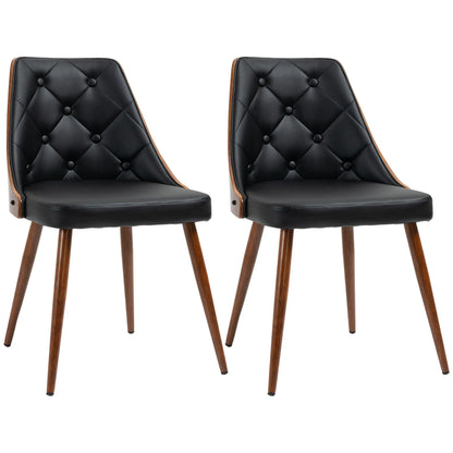 Dining Chairs Set of 2, PU Leather Upholstered, Steel Legs, Black Bar Stools at Gallery Canada