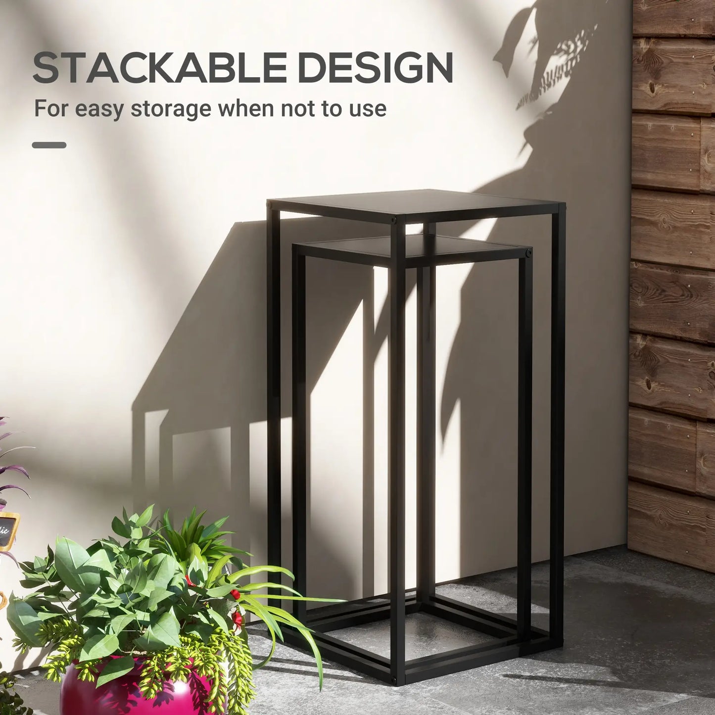 Set of 2 Plant Stands, Decorative Flower Display Holder for Living Room Balcony Plant Stands at Gallery Canada