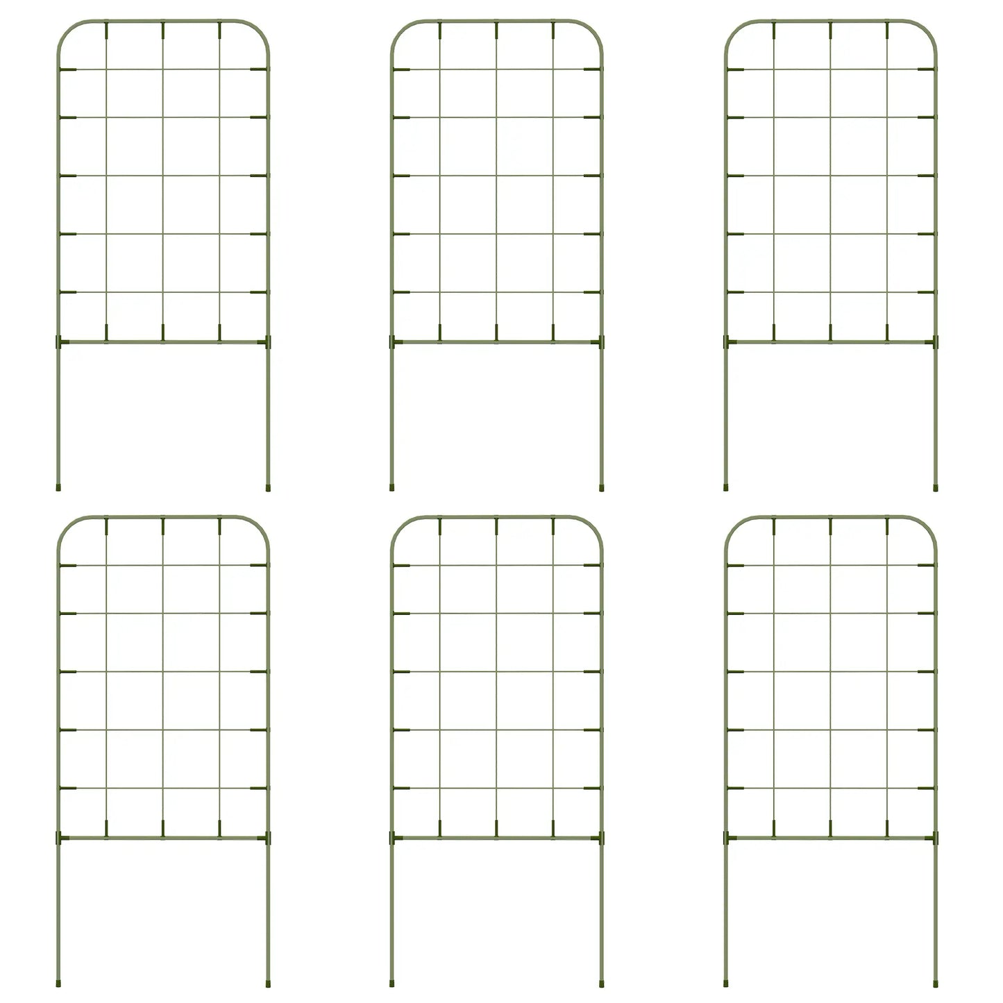 6-Piece Plant Support Set, Steel Trellis, 40 x 90 cm, Green Plant Stands Green at Gallery Canada