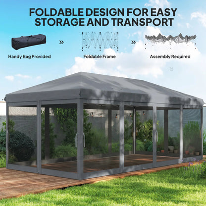 10' x 20' Pop Up Canopy Tent Gazebo, Removable Mesh Sidewall, Carry Bag, Grey Pop Up Canopies at Gallery Canada