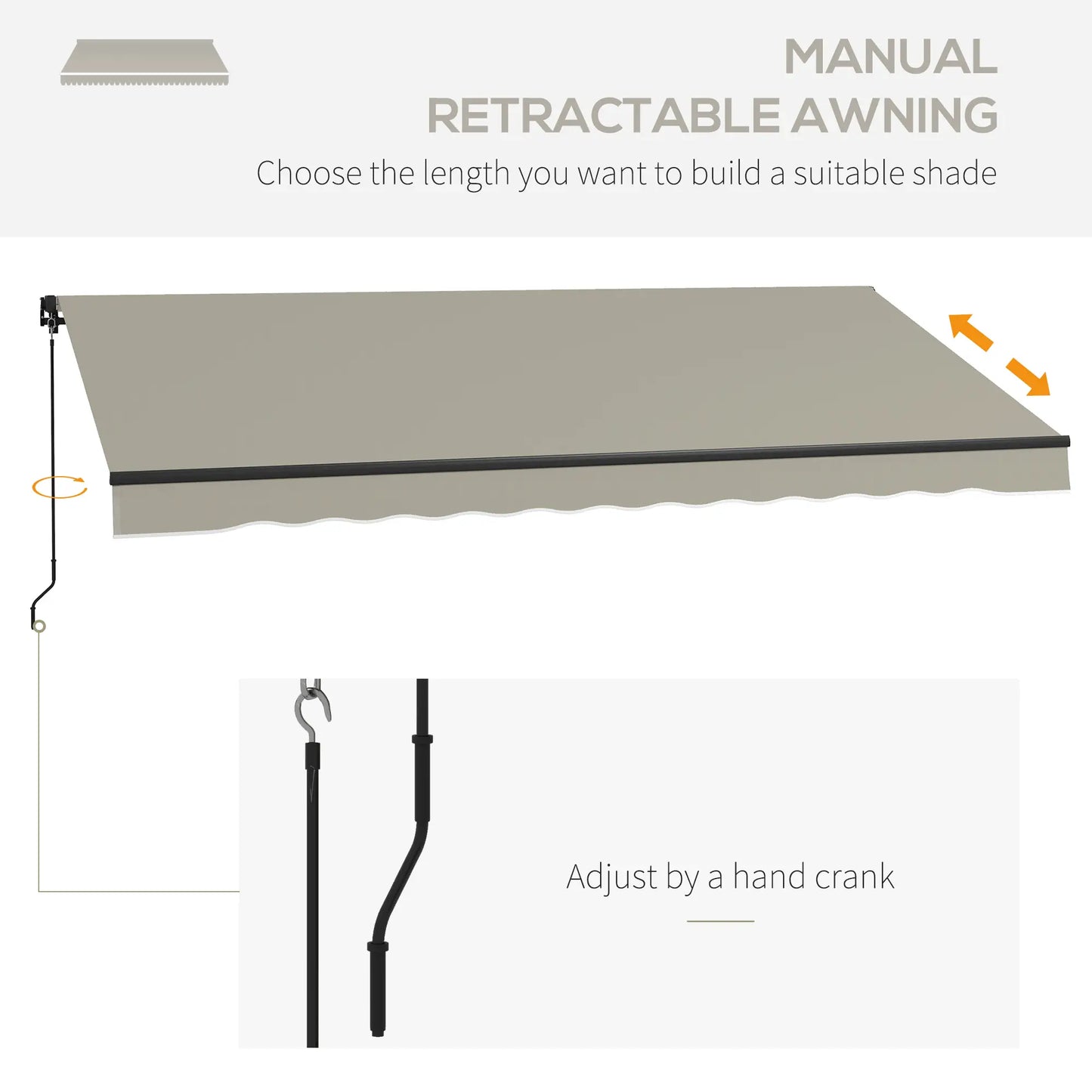 13' x 10' Retractable Awning, UV Resistant Sunshade, Light Grey Window Awnings at Gallery Canada