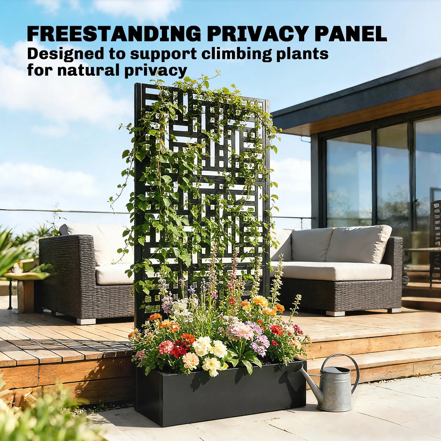 Galvanised Raised Garden Bed With Trellis, 71" Tall Metal Planter Box Galvanized Planter Boxes at Gallery Canada