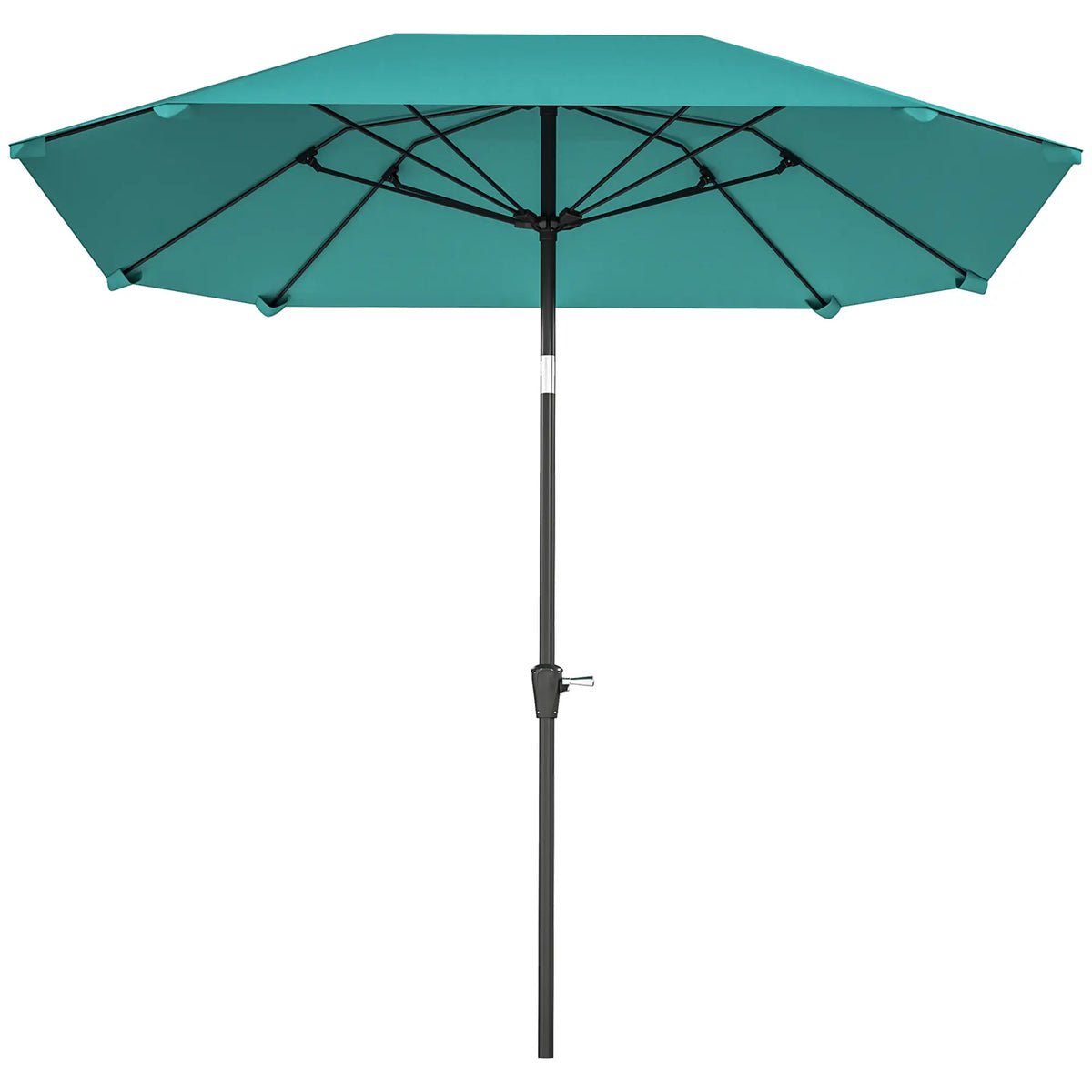 7.6FT Aluminum Patio Umbrella, 8 Ribs, Crank Tilt, Sky Blue Sun Umbrellas Sky Blue at Gallery Canada