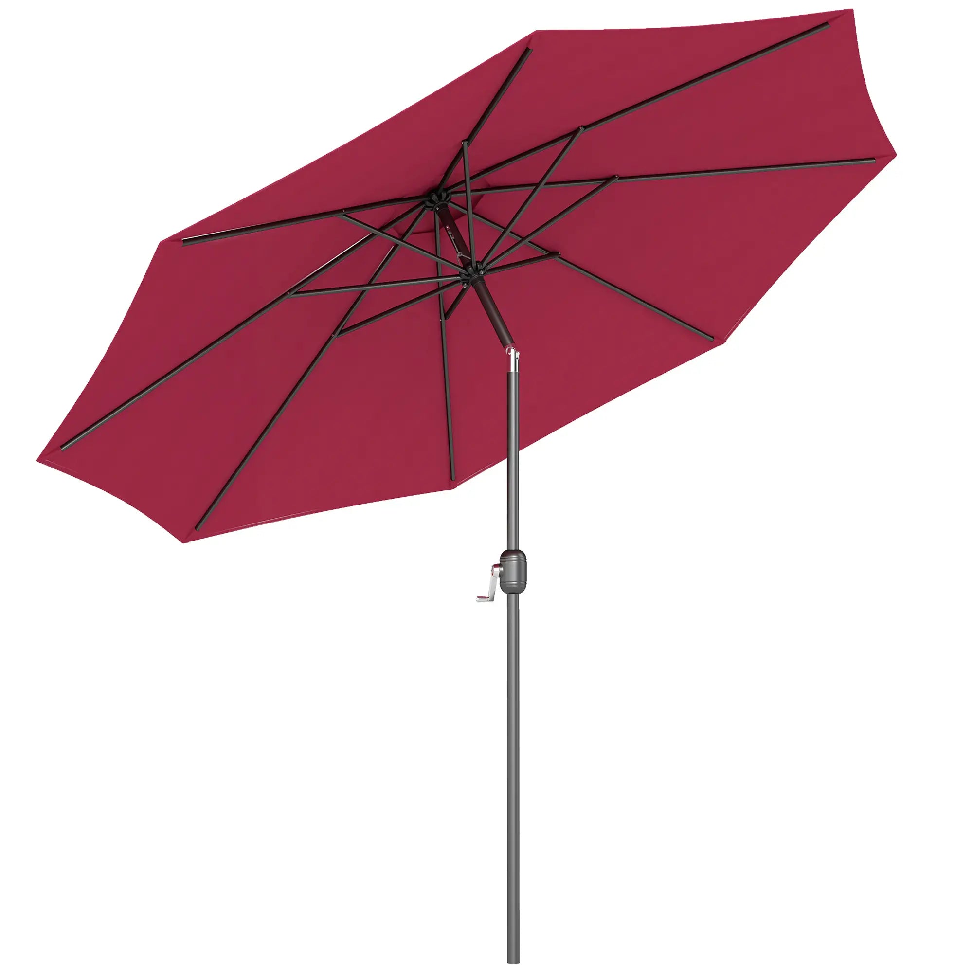 10' x 8' Round Market Umbrella, Crank Handle, Tilt, Wine Red Sun Umbrellas Wine Red, Black at Gallery Canada
