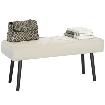 39 Inches Upholstered Bedroom Bench, Modern, Cream White Storage Ottomans & Benches at Gallery Canada