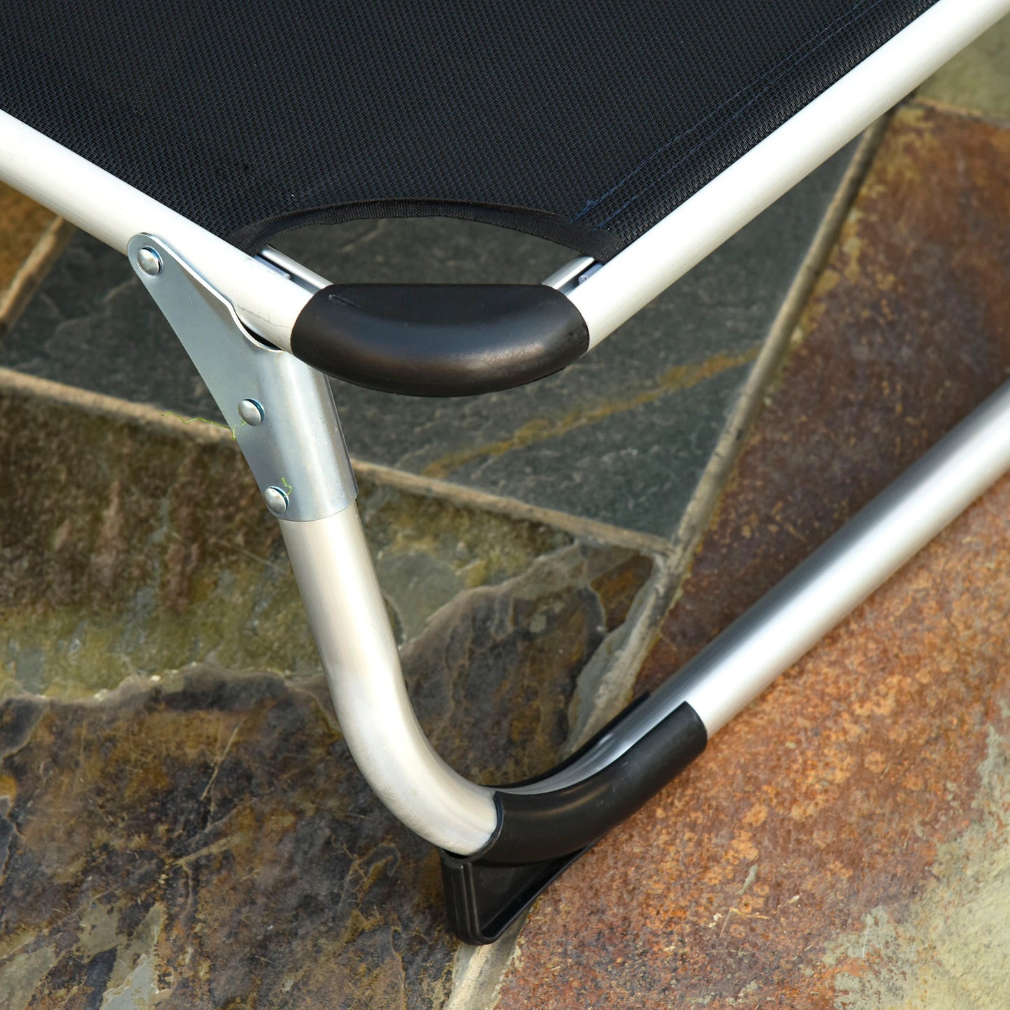 Folding Lounge Chair, Adjustable Backrest, Aluminum Frame, Black Lounger Chairs at Gallery Canada