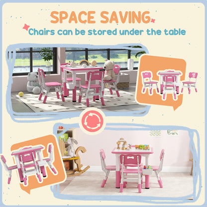 5 Pc Toddler Table and Chair Set, Adjustable Height, Pink Kids Table Sets at Gallery Canada