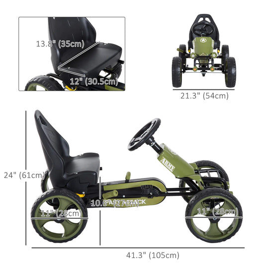 Adjustable Seat Pedal Go Kart, EVA Tyres, Safety Handbrake, Ages 3-6, Green Pedal Go Karts for Kids Green at Gallery Canada